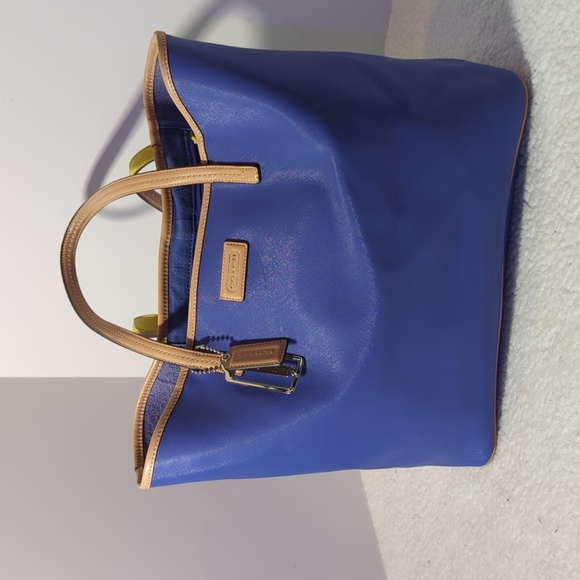 Coach 24341 Park Metro Saffiano Leather Large Tote Bag BLUE - Picture 1 of 12